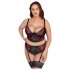 Ensemble Cottelli Grande Taille - soutien-gorge avec porte-jarretelles (noir-rouge)