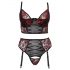 Ensemble Cottelli Grande Taille - soutien-gorge avec porte-jarretelles (noir-rouge)