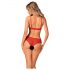 Obsessive Atenica - kanten lingerie set met gekruiste bandjes (rood) - M/L