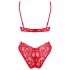 Obsessive Atenica - kanten lingerie set met gekruiste bandjes (rood) - M/L