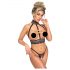 Abierta Fina - open lingerie set met kettingen (zwart) - M