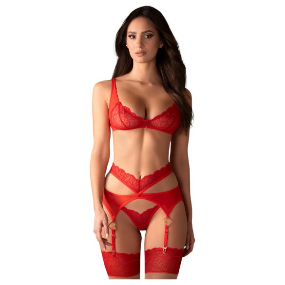 Obsessive Cupid Desir - kanten lingerie set (rood)