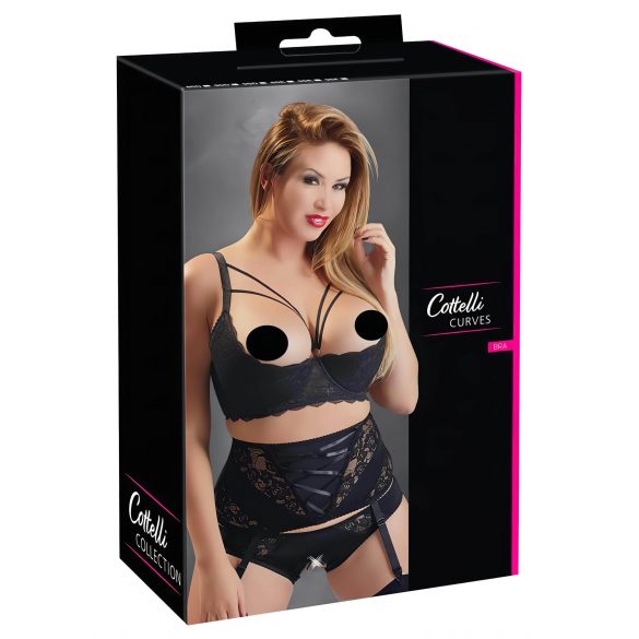 Cottelli Plus Size - riemen, ringvormige bustier (zwart)