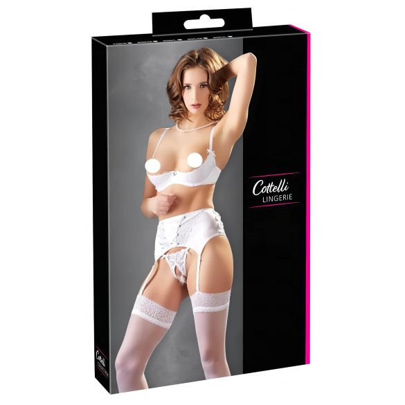 Cottelli - ensemble rehausse-buste en dentelle avec lacets (blanc) - 85B/L