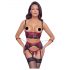 Cottelli Bondage - Matte kanten bustier set (rood) - XL