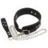 Bad Kitty - siliconen halsband met riem (zwart)