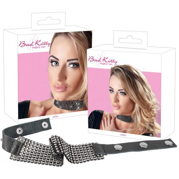 Bad Kitty - halsband met strass (zwart)