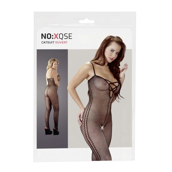 NO:XQSE - Zijde patroon catsuit - zwart