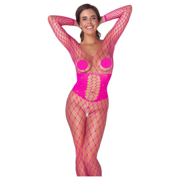 Cottelli - netkousen catsuit (roze) - S-L