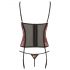 Cottelli - Rozen bustier en string (zwart-rood)