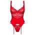 Obsessive Amor Cherris - kanten set met jarretel (rood)