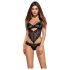 Obsessive Alluria - bloemen kant body (zwart) - L/XL