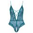 Cottelli - Body en dentelle lacée ouvert (vert) - XL