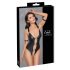 Cottelli Bondage - Body ouvert noir brillant avec anneaux - L