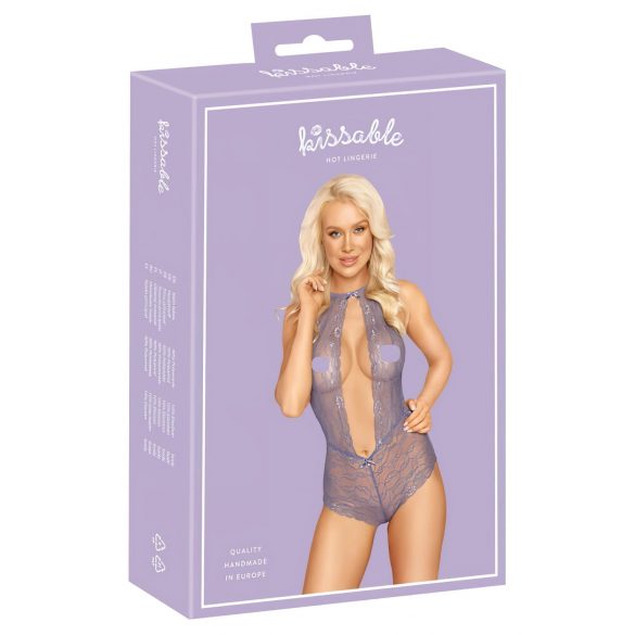 Kissable - halternek, kanten body (paars) - L/XL