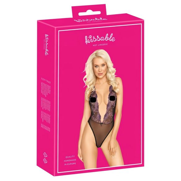 Kissable - zwart lijfje met roze borduursel