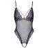 Cottelli - Body en dentelle ouverte brodée (noir-violet) - M