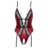 Abierta Fina - open body met jarretels (zwart-rood) - M