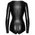 Zwart - glanzende lange mouw body - M