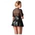 Cottelli Plus Size - glanzende jurk met rode korset (zwart)