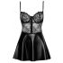 Noir - robe brillante avec haut en dentelle (noire) - M