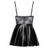 Noir - robe brillante avec haut en dentelle (noire) - M