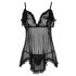 Cottelli - Luchtige, gerimpelde babydoll (zwart) - L