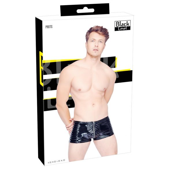 Black Level - geribbelde rits heren short (zwart)