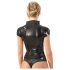 Latex - ritsluiting, korte mouw dames top (zwart) - L