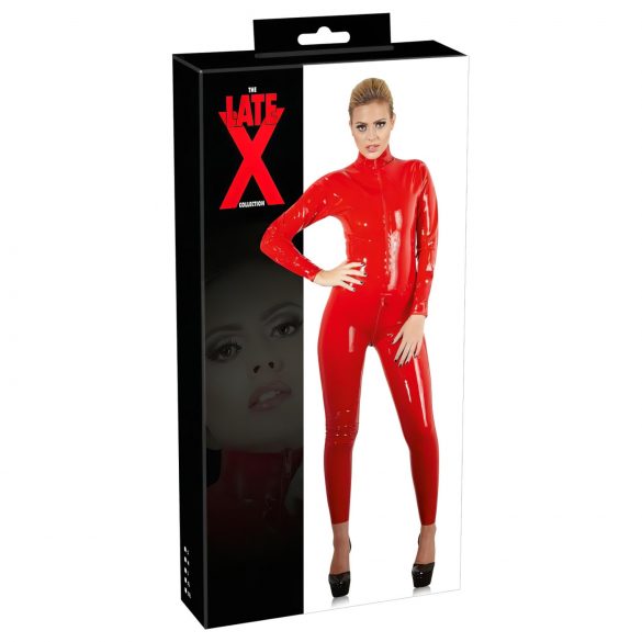 Combinaison en latex à manches longues pour femme (rouge)