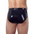 Férfi latex slip met interne kegelvormige anale dildo (zwart) - XL