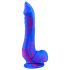 Inkipus - siliconen dildo met testikels - 18 cm (blauw-roze)