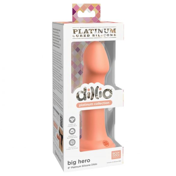 Dillio Grand Héros - gode ventouse en silicone (17cm) - orange