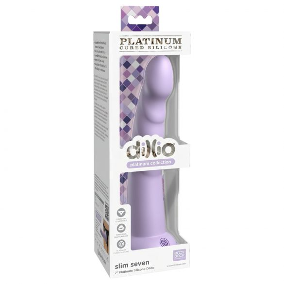 Dillio Slim Seven - Dildo stimulant avec ventouse (20cm) - violet