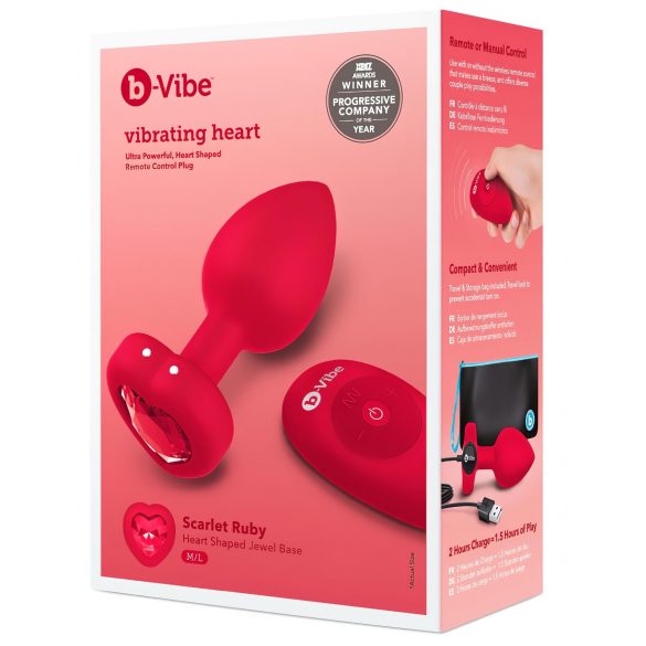 B-Vibe Heart - Vibromasseur Anal Sans Fil Rechargeable (Rouge)