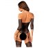 Obsessive - gedessineerde, versierde net catsuit (zwart) (S-L)