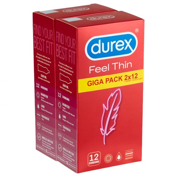 Durex Feel Thin - natuurlijk gevoel condoompakket (2x12 stuks)