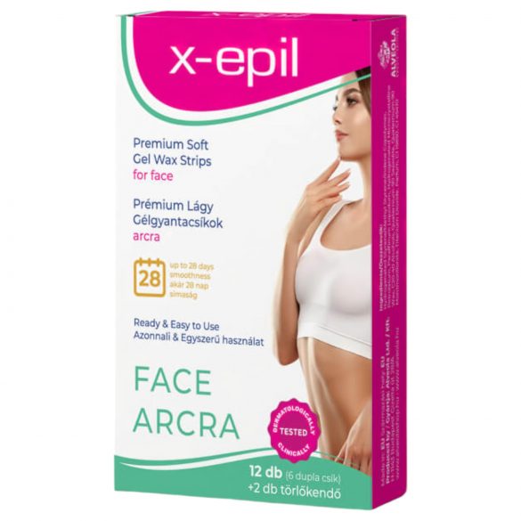 X-Epil - gebruiksklare premium gel-waxstrips (12 stuks) - gezicht