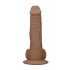 RealRock Dong 9 - levensechte dildo met ballen (23 cm) - donker natuurgetrouw