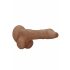 RealRock Dong 9 - levensechte dildo met ballen (23 cm) - donker natuurgetrouw