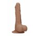 RealRock Dong 10 - levensechte dildo met ballen (25 cm) - donker natuurlijk