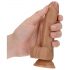 RealRock - zuignap-dildo met ballen - 15,5 cm (donker natuur)