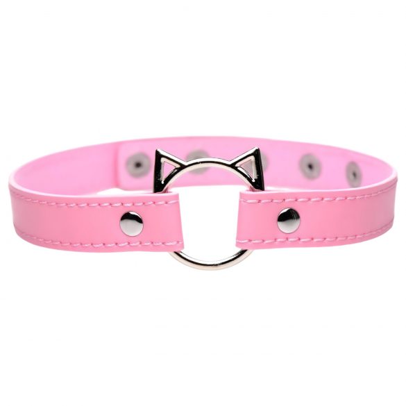 Meester Serie Onde Kat - halsband met kat hoofd ring (roze)