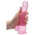 REALROCK - doorzichtige realistisch dildo - roze (19cm)