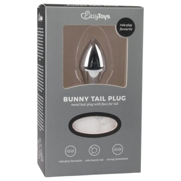 Easytoys Bunny NO1 - metalen anale plug met konijnenstaart (zilver-wit)