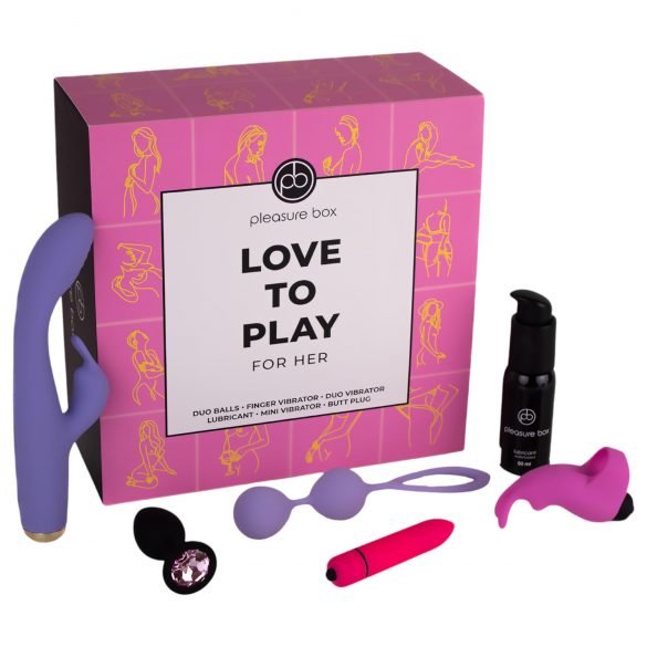 Pleasure Box Liefhebben om te Spelen - vibrator set - 6-delig (roze-paars)