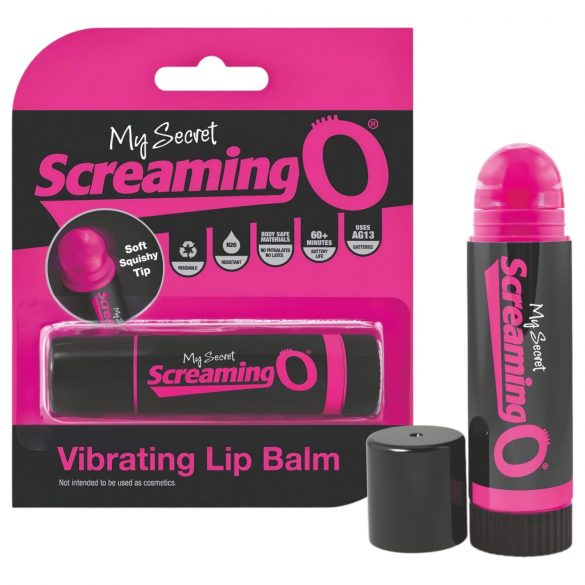 Schreeuwende Lippenbalsem - lipstick vibrator (zwart-roze)