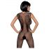 Obsessive N112 - mouwloze net catsuit met engelenvleugels - zwart (S-L)