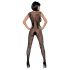 Obsessive N112 - mouwloze net catsuit met engelenvleugels - zwart (S-L)