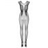 Obsessive N112 - mouwloze net catsuit met engelenvleugels - zwart (S-L)